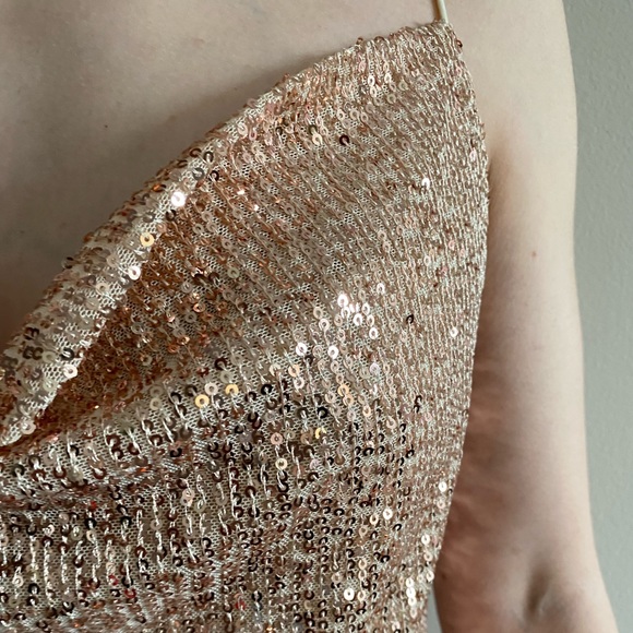She + Sky rose gold sequin cowl neck cami - Picture 2 of 5